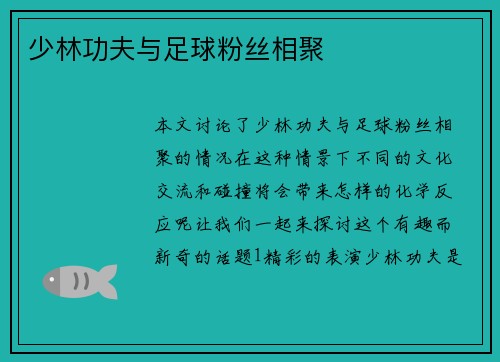 少林功夫与足球粉丝相聚